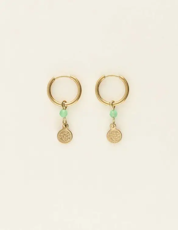 My Jewellery Earrings hoops green coin MJ09033