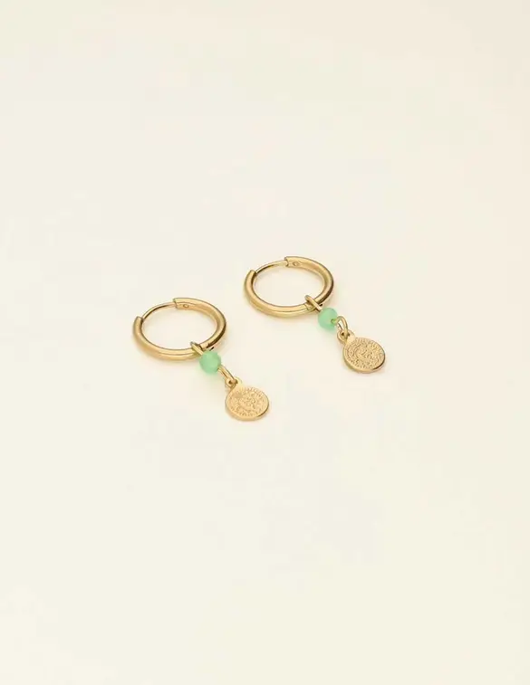 My Jewellery Earrings hoops green coin MJ09033