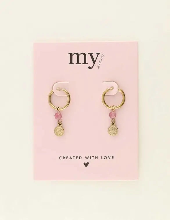 My Jewellery Earrings hoops pink coin MJ09032