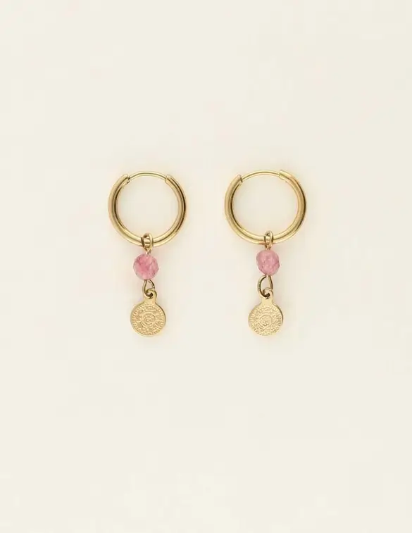My Jewellery Earrings hoops pink coin MJ09032