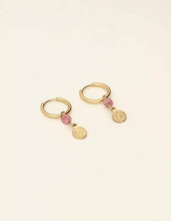 My Jewellery Earrings hoops pink coin MJ09032