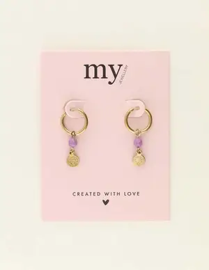 My Jewellery Earrings hoops purple coin MJ09031