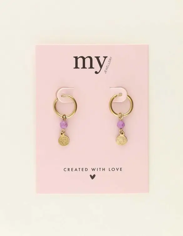 My Jewellery Earrings hoops purple coin MJ09031