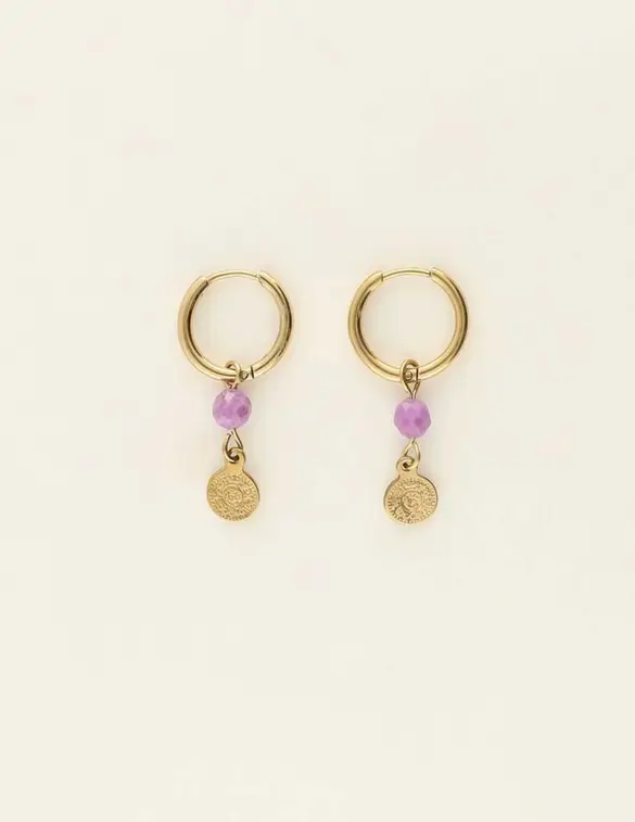 My Jewellery Earrings hoops purple coin MJ09031