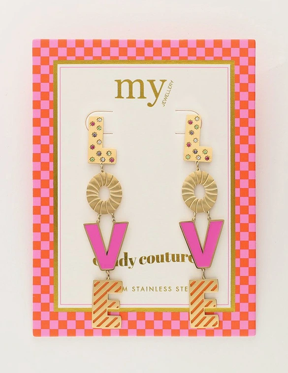 My Jewellery Earrings letters love pink MJ10165