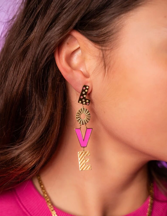 My Jewellery Earrings letters love pink MJ10165