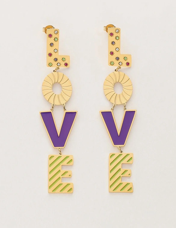 My Jewellery Earrings letters love purple MJ10164