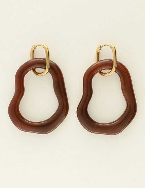 My Jewellery Earrings resin irregular big brown MJ09645