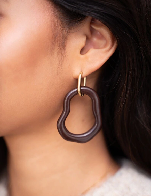 My Jewellery Earrings resin irregular big brown MJ09645