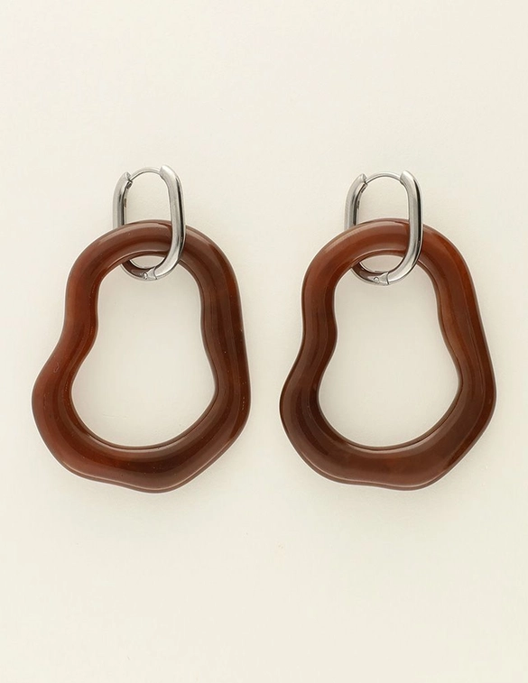 My Jewellery Earrings resin irregular big brown MJ09645