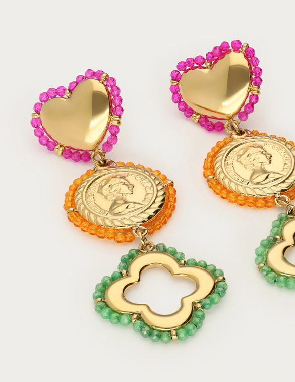 My Jewellery Earrings stmt beaded charms clover MJ12619