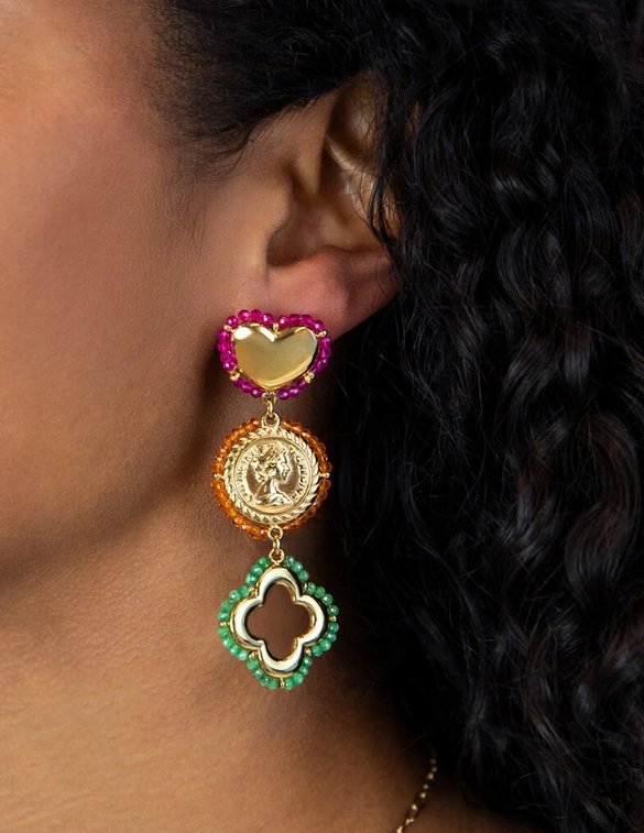 My Jewellery Earrings stmt beaded charms clover MJ12619