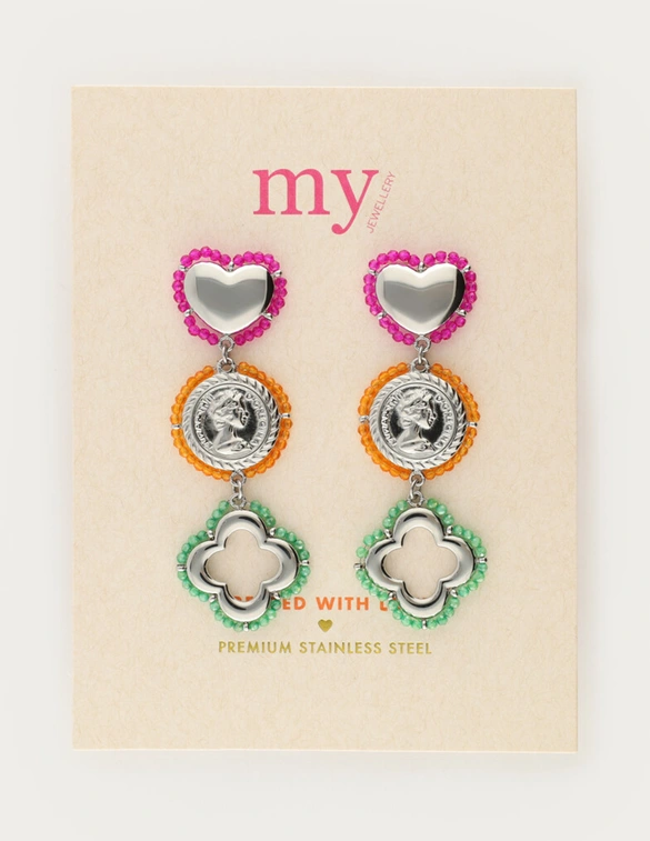 My Jewellery Earrings stmt beaded charms clover MJ12619