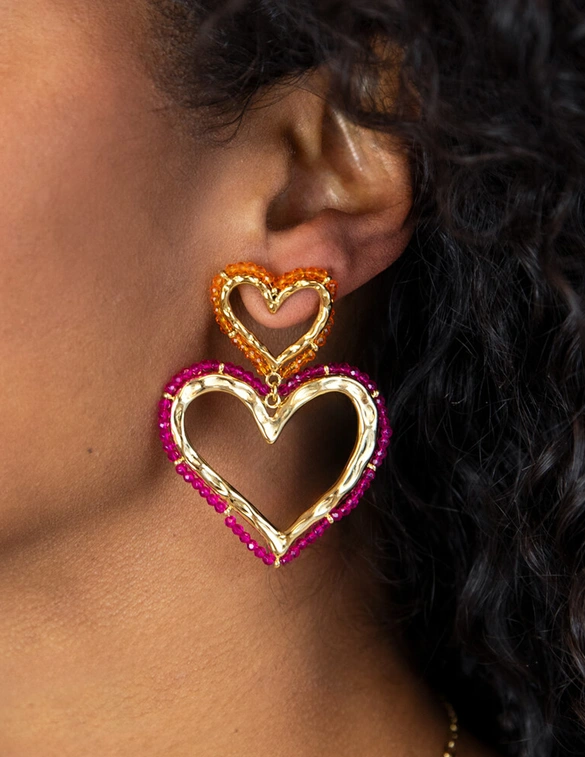 My Jewellery Earrings stmt beaded hearts MJ12623