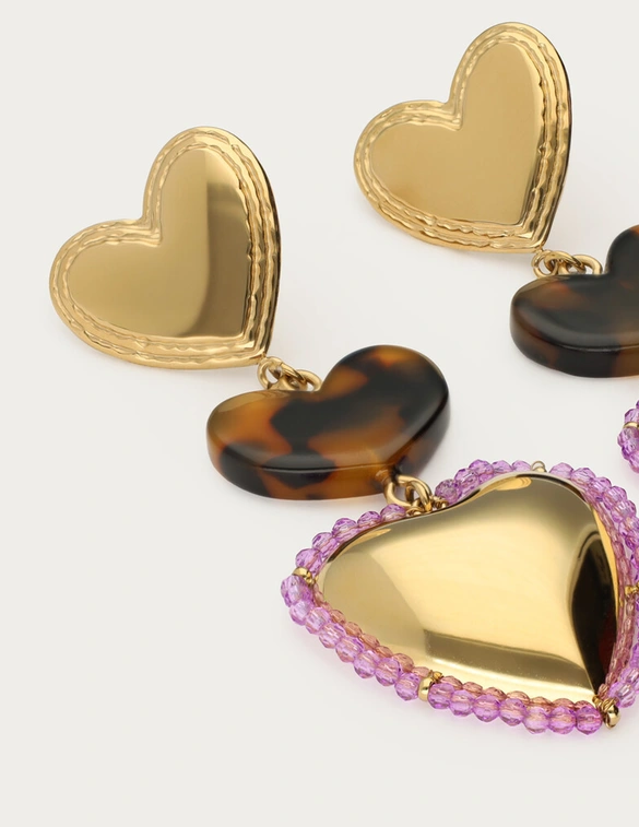 My Jewellery Earrings stmt heart leopard beads MJ12622