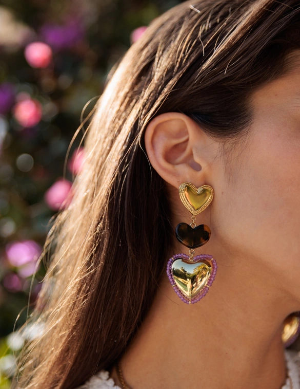 My Jewellery Earrings stmt heart leopard beads MJ12622