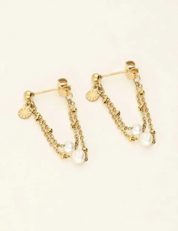 My Jewellery Earstuds with chain & pearls MJ09213