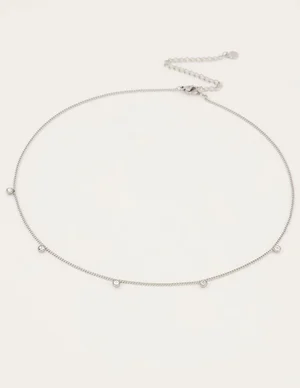 My Jewellery Ketting vijf strass steentjes MJ04774