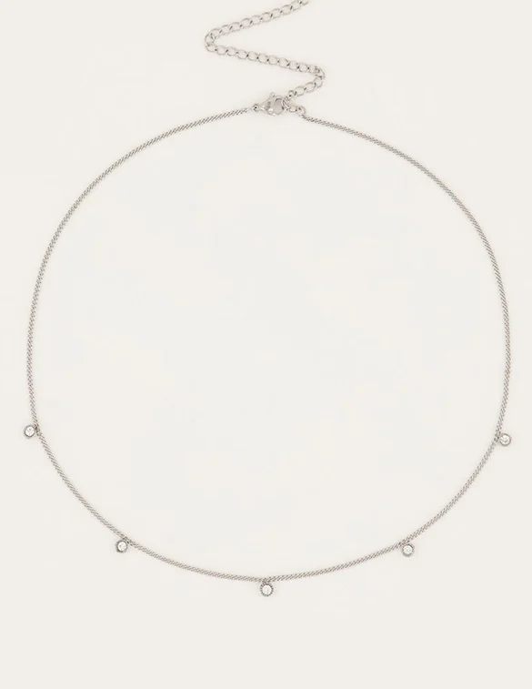My Jewellery Ketting vijf strass steentjes MJ04774