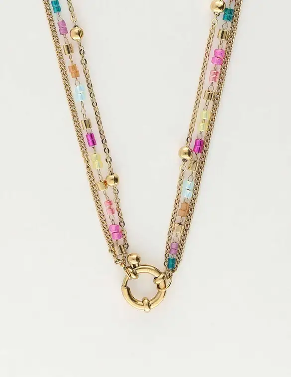 My Jewellery Necklace 3 layers miyuki blue pink MJ10235