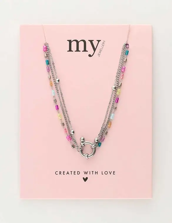 My Jewellery Necklace 3 layers miyuki blue pink MJ10235