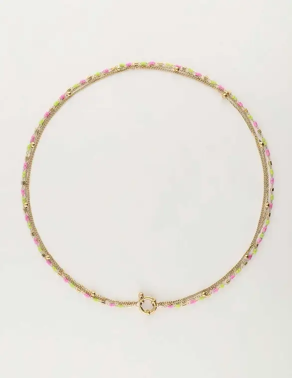 My Jewellery Necklace 3 layers miyuki pink green MJ10238