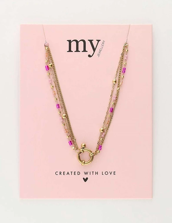 My Jewellery Necklace 3 layers miyuki pink MJ10237