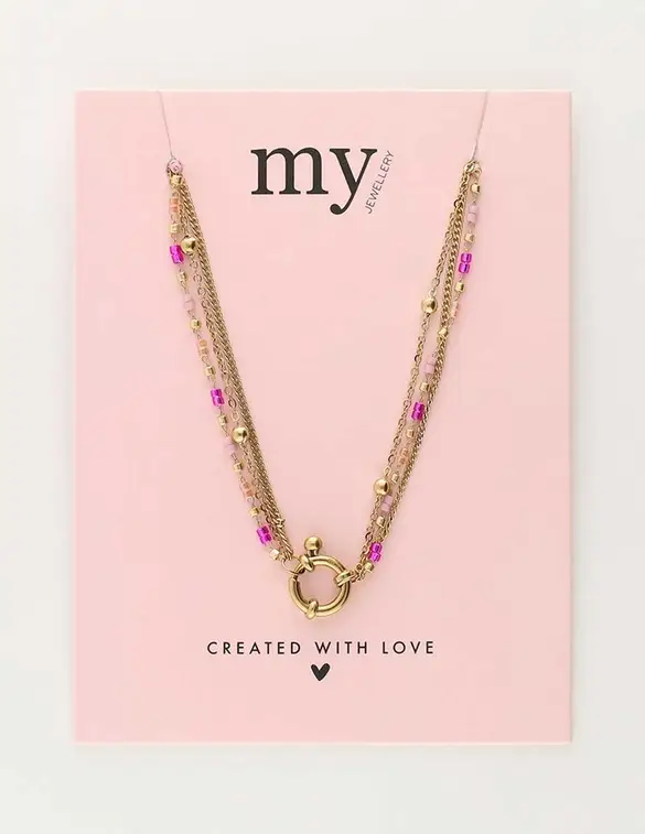 My Jewellery Necklace 3 layers miyuki pink MJ10237