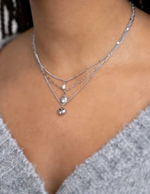 My Jewellery Necklace 3 layers pearl sun heart MJ10496