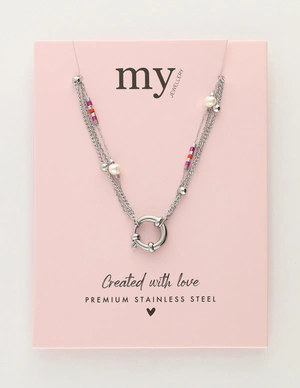 My Jewellery Necklace 3 layers red pearl MJ12202