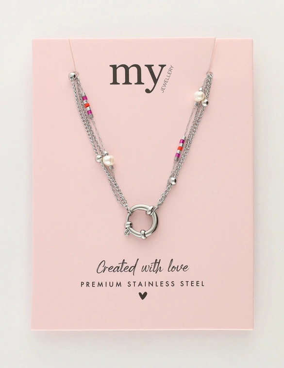 My Jewellery Necklace 3 layers red pearl MJ12202