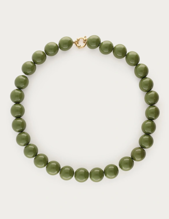 My Jewellery Necklace beads big olive green MJ14424