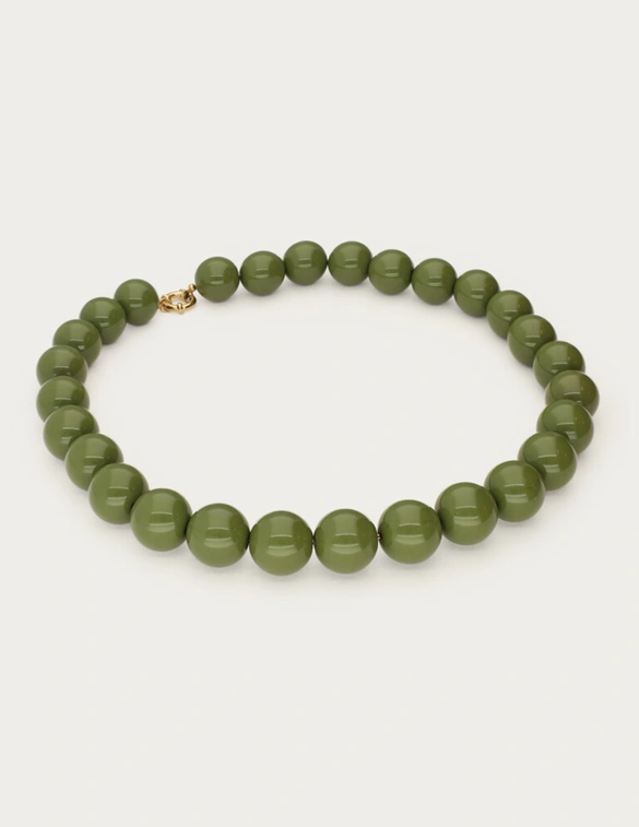 My Jewellery Necklace beads big olive green MJ14424