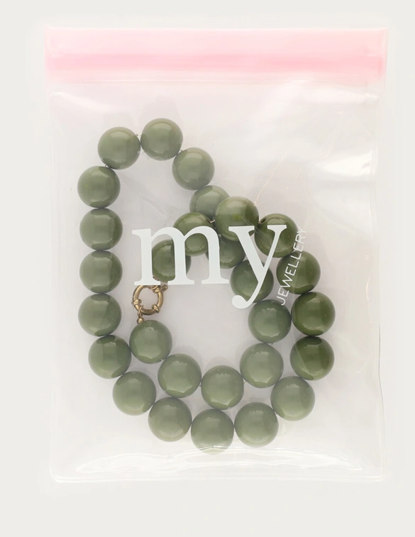 My Jewellery Necklace beads big olive green MJ14424