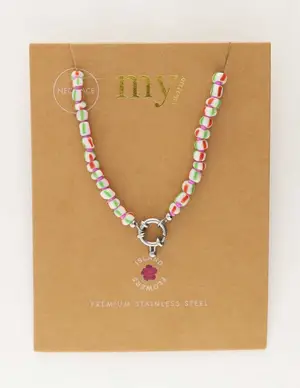 My Jewellery Necklace beads green with lock MJ10728