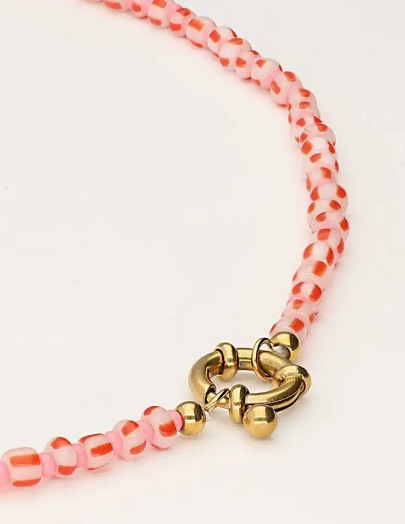 My Jewellery Necklace beads pink with lock pink MJ10727