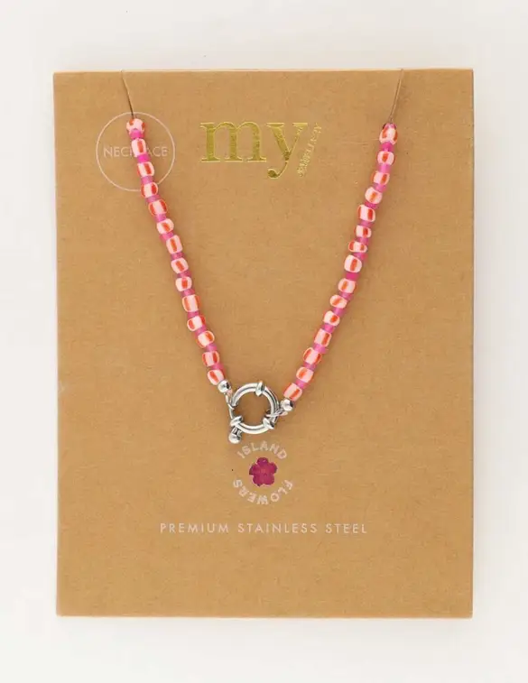 My Jewellery Necklace beads red with lock MJ10729