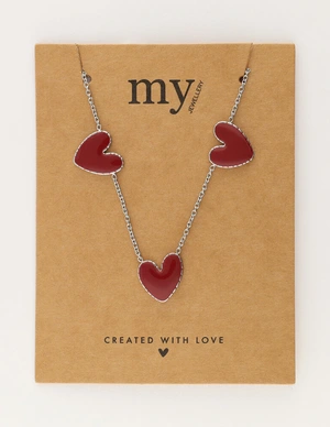 My Jewellery Necklace burgundy hearts MJ12613