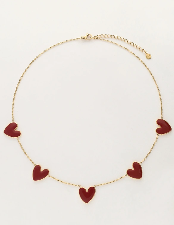 My Jewellery Necklace burgundy hearts MJ12613
