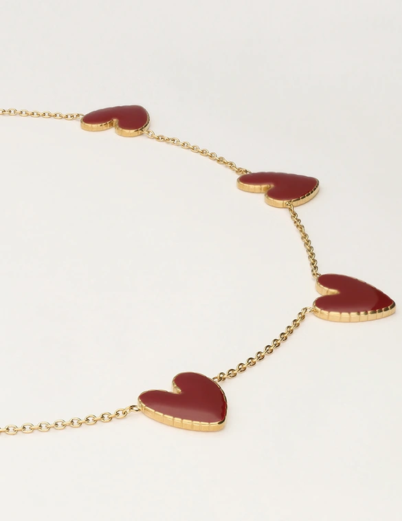 My Jewellery Necklace burgundy hearts MJ12613