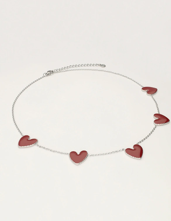 My Jewellery Necklace burgundy hearts MJ12613
