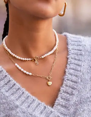 My Jewellery Necklace chain pearls heart charm MJ08762