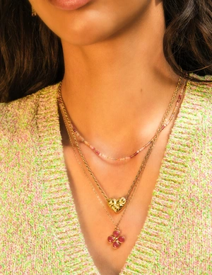 My Jewellery Necklace clover pink agate MJ13748