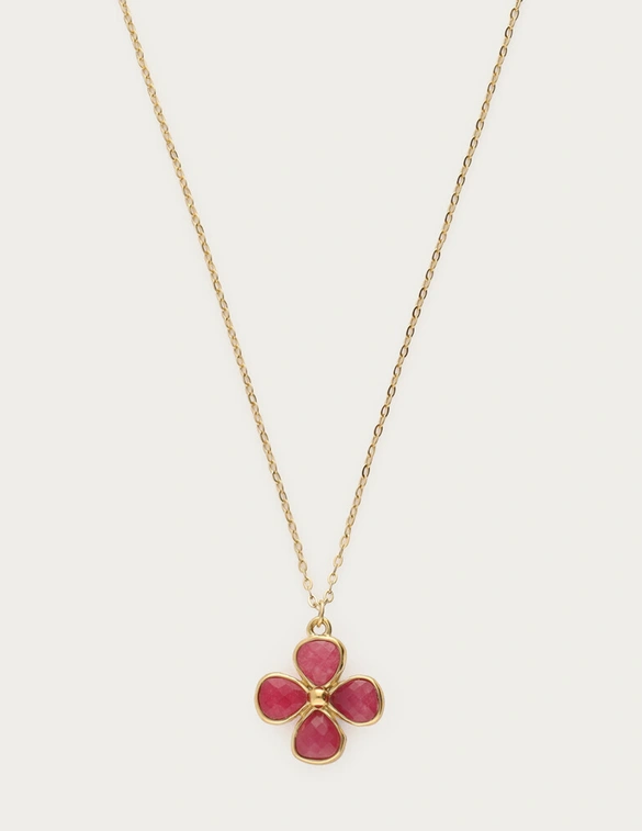 My Jewellery Necklace clover pink agate MJ13748
