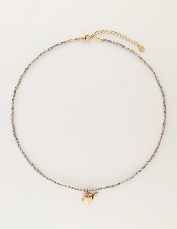 My Jewellery Necklace cord lilac heart arrow MJ12205
