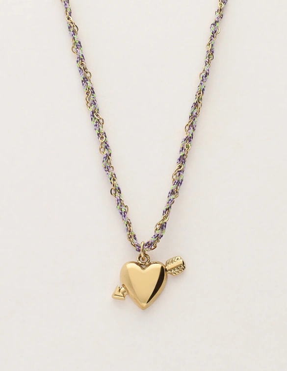 My Jewellery Necklace cord lilac heart arrow MJ12205