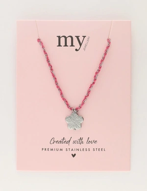 My Jewellery Necklace cord pink flower MJ12204
