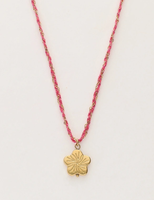 My Jewellery Necklace cord pink flower MJ12204