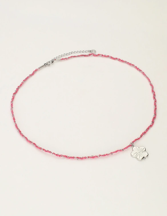 My Jewellery Necklace cord pink flower MJ12204