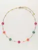 My Jewellery Necklace flowers green pink MJ10055